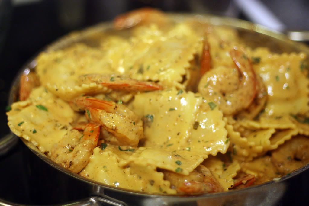 Pan Seared Shrimp & Four Cheese Ravioli with Vodka Cream Sauce by Jane